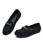 BGSTGUDS Women's Wide Loafers Shoes Cute Dressy Shoes Ladies Comfort Slip Ons Work Shoes, Black, Size 9