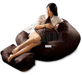 LEXAVI Brand - Faux Leather 3XL Luxury Beanbag + Footrest + Free Pillow Cover Without Beans Fillers (Only Cover) | 6 Month Warranty | Original Faux Leatherette Bean Bag 3 Combo - (3XL - Brown)