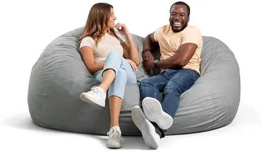 Big Joe Fuf XXL Foam Filled Bean Bag Chair with Removable Cover, Fog Lenox, Durable Woven Polyester, 6 feet Giant