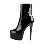 Only maker Women's Sexy Platform Ankle Booties with Size Zipper Stiletto Slim Heel Pointed Toe Short Boots Motorcycle Wedding Party Dress Black Size 13