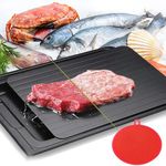 WDEC Defrost Tray Thaw Board Plate, Thaw Plate with Drip Tray, Fast Thaw Defrosting Tray, Tray Fast Thawing Plate, Chopping Board for Kitchen Frozen Food, No Electricity Required (29.5*20.5*0.2cm)