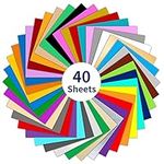 IModeur Permanent Vinyl for Cricut, 40 Pack Permanent Self Adhesive Vinyl Sheets, 40 Assorted Colors 12" x 12" Craft Vinyl for Weeding Machines, Printers, Letters, Car Decal, Decor Sticker