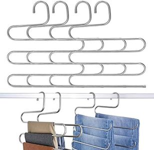 GRANNY SAYS 4 Pack S-Type Magic Pants Tier Hangers, Metal Closet Space Saving Hangers Organizer