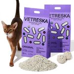 VETRESKA Tofu Cat Litter,Natural Kitty Litter Strong Clumping Flushable Cat Litter Pellets Ultra Absorbent,Odor Control,Dust-Free,Low Tracking Eco-Friendly Tofu Litter (2 Bag, Original)