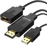 HDMI to DisplayPort Adapter, HDMI Male to DP Female Converter 4K 60Hz, Active HDMI 1.4 to DP 1.2 Adaptor with USB Power, HDMI in Display Port out Video Cable for Laptop/PC/Game host to Monitor/TV