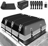 Car Roof Bag, 21 Cubic Feet Large Soft-Shell Waterproof Travel Cargo Carrier Luggage Box for All Vehicles SUV with/Without Racks, Includes 10 Reinforced Straps + 6 Door Hooks, Gray