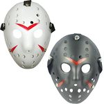 TIHOOD Costume Jason Mask Cosplay Halloween Masquerade Party Horror Mask Christmas for Men and Adults (Black,White)