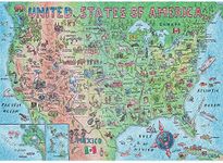 A2PLAY USA Map Puzzle 1000 Piece for Adults, United States of America, Patriotic Jigsaw Puzzle & Bonus Fact Poster, Premium Materials, 27.5 x 19.7 in