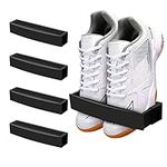 Nirxxiy Adjustable Wall Mounted Shoes Rack, Plastic Shoes Holder Storage Organizer,RV Storage,Door Shoe Hangers 4Pack with Sticky Hanging Strips (Black-4)