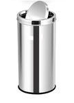 LITTERBIN Stainless Steel Swing Dust Bin with Lid | Garbage Bin, Round Shape Trash Can for Home, Kitchen, Washroom, Offices And Bathroom 10x24 (30 Liter)