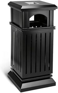 BEAMNOVA Black Trash Can Outdoor Top Tray Stainless Steel Commercial Garbage Enclosure with Locking Lid Heavy Duty Industrial Yard Garage Waste Container, 37.4 * 17.7 * 17.7in