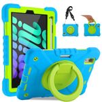 iPad Mini 6th Generation Case for Kids,iPad Mini Case Kids Built-in Pencil Holder,iPad Mini 6 Case 8.3 inch for Heavy Duty Shock Resistant Rugged with 360 Degree Swivel Handle Rugged Case for Kids