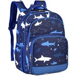 Kids backpacks,VASCHY 16in Water Resistant Backpack for Preschool/Primary/Elementary School Bookbag for Boys Girls with Tablet Sleeve Shark