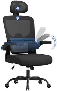 naspaluro Ergonomic Office Chairs, High Big Study Desk Computer Chair with Back Support, Adjustable Headrest and Flip-up Armrests Black Work Chair, Swivel Comfy PC Mesh Office Chairs for Home Office