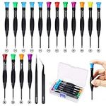 Tiny Screwdriver Set, Electronics Repair Tool Kit, Precision Magnetic Small Screwdriver Kit, 18 Pcs (Black)