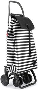ROLSER I-Max Marina 4 Wheel 2 Swivelling Foldable Shopping Trolley - Black and White