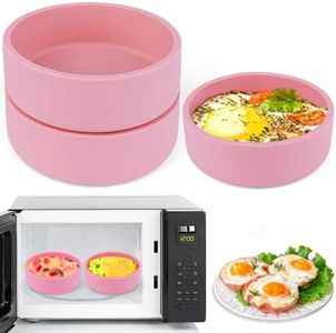 XANGNIER Silicone Microwave Egg Cooker,3 Pcs Microwave Egg Poacher,Reusable Nonstick Microwave Egg Maker,Egg Mold for Breakfast Sandwiches,Silicone Egg Poaching Cups,Microwave Accessories,Pink