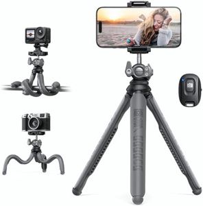 Lamicall Tripod for iPhone - 3 in 1 Flexible Phone Tripod with Wireless Remote - iPhone Tripod Stand for Video Recording Vlogging Selfie iPhone Go Pro Digital Camera Grey