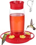 Hpewi Hummingbird Feeders Outdoor Hanging, Plastic Hummingbird Feeders for Outdoors Hanging Ant and Bee Proof, 6 Feeding Ports, 22 Oz Wide Mouth for Easy Filling/Part Base and Easy Clean