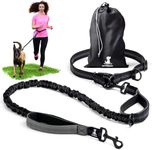 SparklyPets Hands Free Dog Lead for Medium and Large Breeds – Professional Waist Leash for Walking, Hiking, Training, Jogging, Canicross, Running with Reflective Stitches (Gray, For 1 Dog)