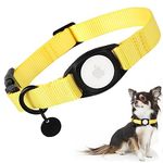 Babole Pet AirTag Dog Collar Yellow for Small Puppy Dog,11 Colors,Nylon Integrated GPS Pet Collar with Durable Snap Buckle,Dog Tracker for Apple iPhone, Medium Large Boy&Girl&Female Dog(S)