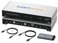 KVM Switch HDMI 2 Computers 2 Monitors, 2 Port Dual Monitor Extended Display, UHD 4K@60Hz RGB, L/R Audio, Remote & Hotkey & Button Switching PC, Support Wireless USB Switches, with Cables