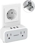 TESSAN Type E/F Plug Adapter, Germany France Power Adapter, Korea Cruise Travel Converter with 2 Electrical Outlet 3 USB Charger, US to Spain Iceland German French Norway Europe Sweden Schuko Adaptor