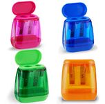 OFiSEXPT 4pcs Colored Pencil Sharpener, Manual Pencil Sharpener Dual Holes, for Kids Adults Students School Class Home Office