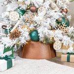 AuldHome Copper Farmhouse Tree Collar (29-Inch Diameter Base), Vintage Enamelware, Christmas Tree Accent, Vintage Retro Style