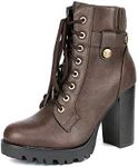 DREAM PAIRS Women's Scandl Brown Hi