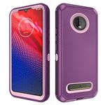 Asuwish Phone Case for Moto Z4/Moto Z 4 Play/MotoZ4 Force Cell Cover Hybrid Rugged Shockproof Protective Heavy Duty Mobile Accessories Motorola 4Z Motoz4cases MotoZ4Play XT1980-4 2019 Women Men Purple