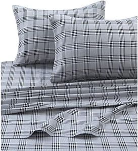 Tribeca Living SAVA170SHEETQU Savannah Plaid Multi Flannel Deep Pocket Sheet Set, Multicolor, Queen