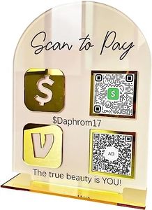 Custom Multi Social Media Sign Personalized QR Code Sign for Business Acrylic Scan to Pay Payment Display Holder Instagram Facebook Venmo Cashapp Zelle Logo Plaque Stand Beauty Salon Beauty (Clear)