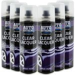 All Purpose Automotive Spray Paint 250ml Can Clear Lacquer Finish Aerosol Metal Interior Exterior Fast Dry Excellent Coverage Adhesion - Clear Lacquer - 6 Pack