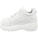 Womens Ladies Chunky Trainers White High Platform Sneakers Retro Fashion Casual Walking Shoes Lightweight Low Top