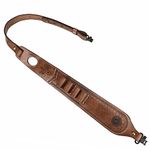 TOURBON Leather Gun Sling for Shotgun with Swivels, 12 Gauge Cartridge Holder Ammo Strap