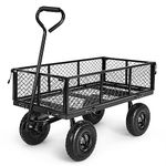 Homdox Steel Garden Cart 680 lbs Capacity Heavy Duty Garden Wagons,with Removable Steel Mesh Sides to Convert into Flatbed,Utility Metal Wagon w/ 180°Rotating Handle and 10'' Tires Perfect for Garden