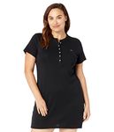 Calvin Klein Women's Petite Everyday Lace Up 1 X 1 Rib Cotton Dress, Black, L