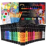 ARTKUNST Acrylic Paint Set, 24 x 36 ml Acrylic Paint Set with 10 Brushes for Canvas, Wood, Paper, Ceramic, Waterproof Acrylic Paint with Vivid Colour for Artists, Beginners, Children