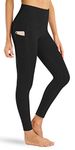 Fengbay High Waist Yoga Pants with Pockets, Capri Leggings for Women Tummy Control Running 4 Way Stretch Workout Leggings, Classic Black(leggings), X-Large