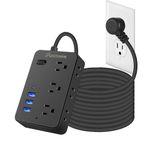 25 FT Extension Cord with Multiple Outlets, Asamoom 15 ft Surge Protector Power Strip with 6 Outlets with 4 USB Ports(1 USB C), Flat Plug with Long Cord 1700 Joules Protection for Home Office Black