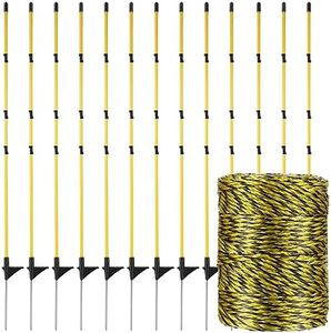 Sasylvia 1 Roll Electric Fence 328 Feet and 36 Pcs Fiberglass Electric Fence Post 45.3 Inch Electric Fence Kit for Wild Animals Protection Step in Fence Posts for Garden Temporary Fencing