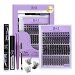 Lash Extension Kit B01+B02+B19 Eyelash Extension Kit B&Q DIY Lash Extension Kit 156 PCS Lash Clusters 8-16mm Cluster Eyelash Extensions Kit with Lash Bond and Seal Lash Applicator Tool (Kit,Andromeda)