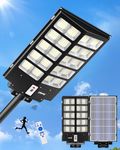 Ofuray 3000W Solar Street Light Outdoor,320000LM Commercial Solar Parking Lot Lights Dusk to Dawn,6500k IP67 Waterproof Solar Flood Light with Motion Sensor & Remote,for Yard, Garage, Streett