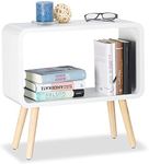 Device Bas with BROWN ART SHOPPEE Bookcase Nightstand Side End Table Bedrooms Night Stand Bed Side Coffee Table Living Room Small Magazine Stand With Storage Engineered Wood Modern Furniture (White)