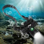 WINDFIRE Diving Headlamp, 8000 Lumen Rechargeable Underwater Flashlight, 3 Modes, IPX8 Waterproof, 5.5 Hours Runtime, Scuba Dive Light with Battery and Charger