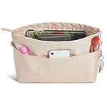 Vercord Premium Nylon Purse Organizer Tote Handbag Insert Organizers Bag in Bag Zipper 13 Pockets Beige Large