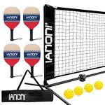 KUIWA Pickleball Net Set with 4 Paddles. Official Size Pickleball Net (Includes Metal Frame + Net + 4 Paddles + 4 Balls + Rules Sheet in Carry Bag)