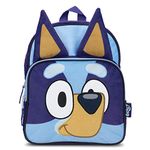 BLUEY Backpack for Girls & Boys for Kindergarten & Elementary School, 12 Inch, Plush with 3D Ears & Appliques, Adjustable Straps & Padded Back, Lightweight Travel Bag for Kids, Blue, Traveling