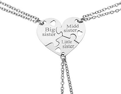 Elegant Rose - Ensemble de 3 colliers assortis en acier inoxydable motif cœur - Cadeau pour amis, filles